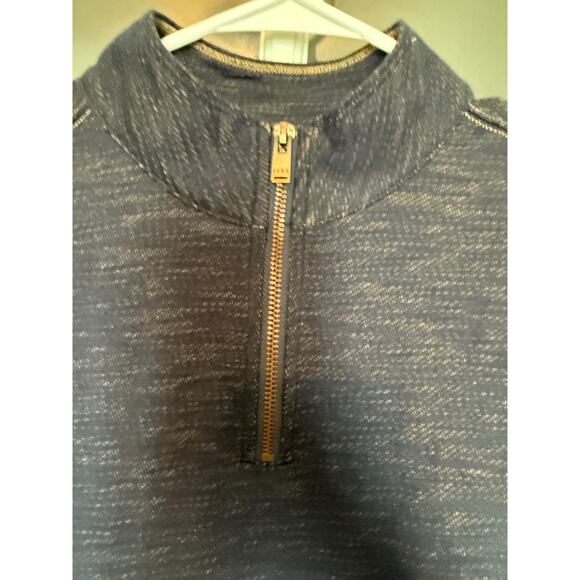 Rowm | Men’s 1/4 Zip Pullover 100% Cotton medium 
color -dark denim blue - Picture 5 of 9